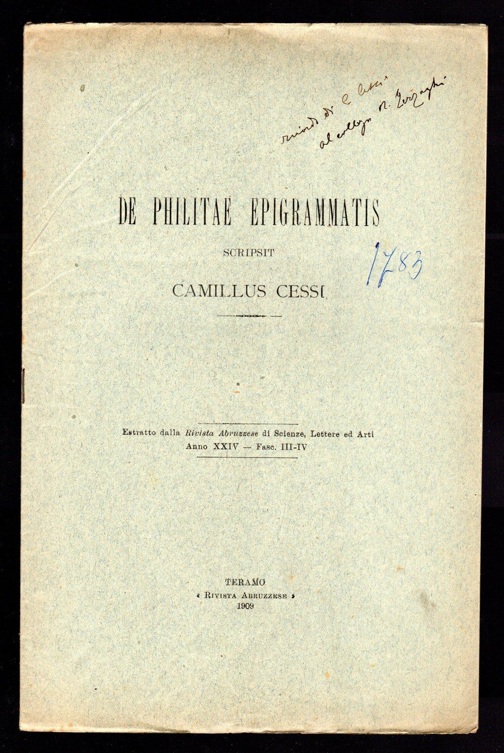De Philitae Epigrammatis