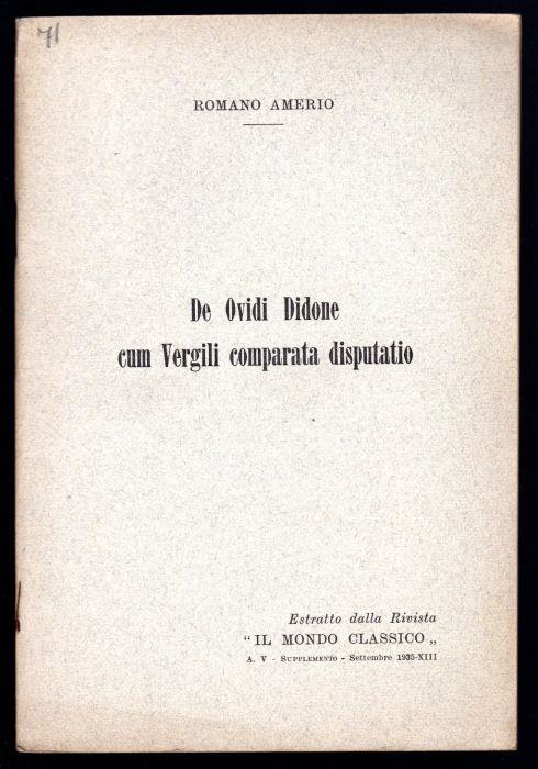 De Ovidi Didone cum Vergili comparata disputatio - Romano Amerio - copertina