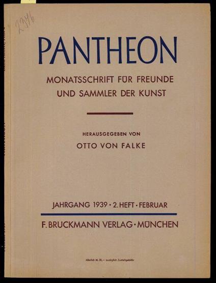 Pantheon. Monatsschrift fur freunde und sammler der kunst - Otto Flake - copertina
