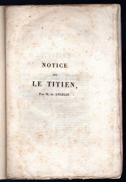 Notice sur le titien - M. De Angelis - copertina