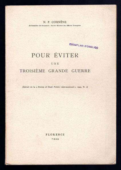 Pour eviter une troisieme grande guerre - N. P. Comméne - copertina