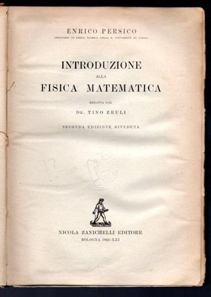 Introduzione alla Fisica matematica - Enrico Persico - copertina