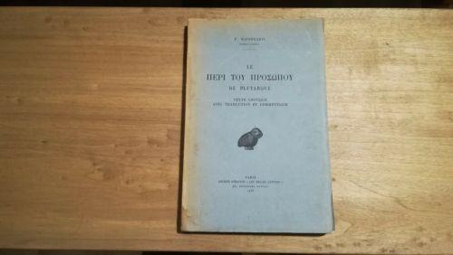 Le Ï€Îµïî¹ Ï"Î¿Ï… Ï€Ïî¿Ïƒï‰Ï€Î¿Ï… De Plutarque Di: Raingeard - copertina