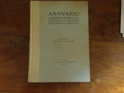 Annuario della Regia Scuola archeologica di Atene e delle missioni italiane II - copertina