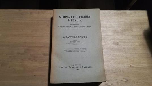 Storia letteraria d'Italia. Il Trecento - Natalino Sapegno - copertina