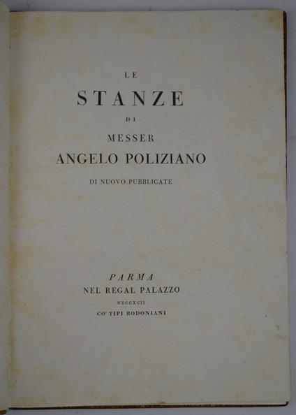Le stanze… Di nuovo pubblicate - Angelo Poliziano - copertina