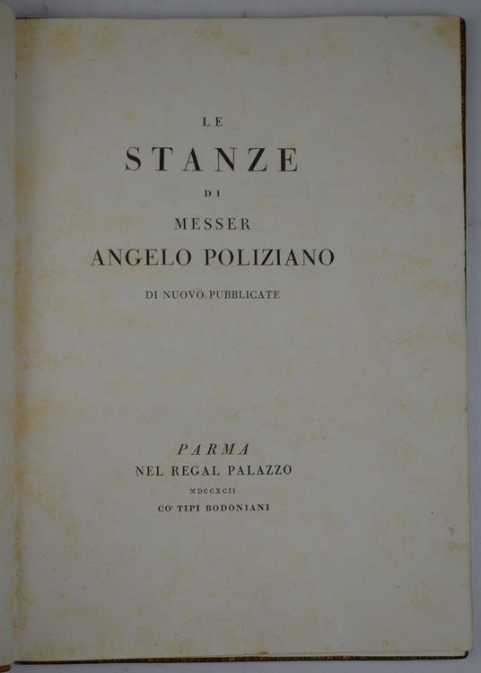 Le stanze… Di nuovo pubblicate - Angelo Poliziano - copertina