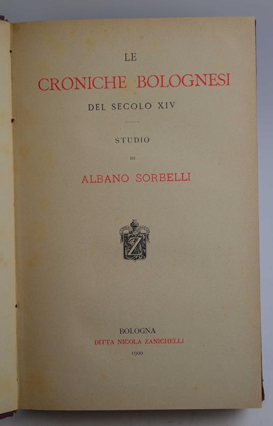 Le croniche bolognesi del secolo XIV - Albano Sorbelli - copertina