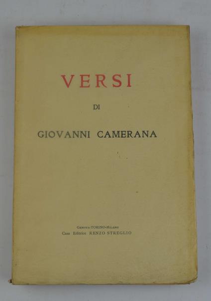 Versi… - Giovanni Camerana - copertina