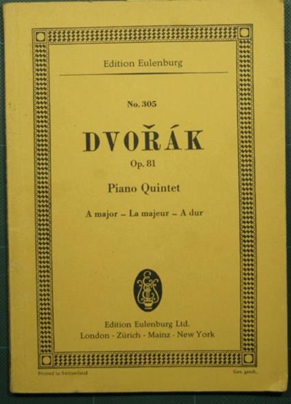 Quintet - Op. 81 - Antonin Dvorák - copertina