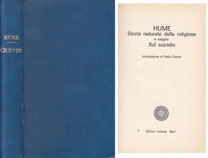 Storia Naturale Religione Saggio Suicidio - David Hume - copertina
