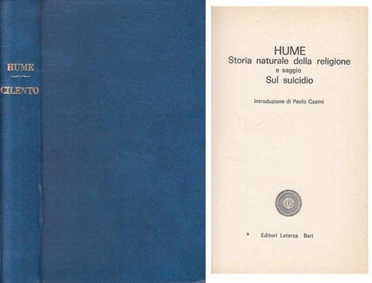 Storia Naturale Religione Saggio Suicidio - David Hume - copertina