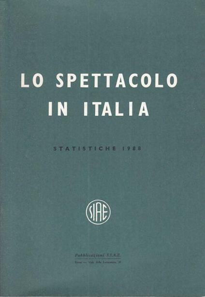 Lo Spettacolo in Italia. Statistiche 1988 - copertina