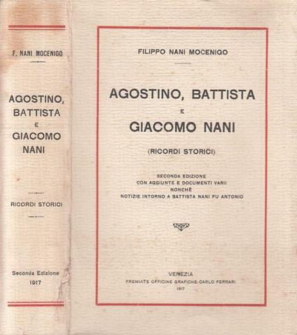 Agostino Battista Giacomo Nani Ricordi Storici - Filippo Nani - copertina