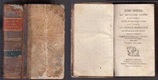 Rime Oneste Dè Migliori Poeti Tomo Primo - Angelo Mazzoleni - copertina
