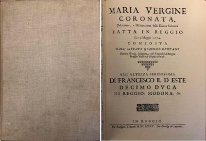 Maria Vergine Coronata Ristampa 1674 - G. Cattani - copertina