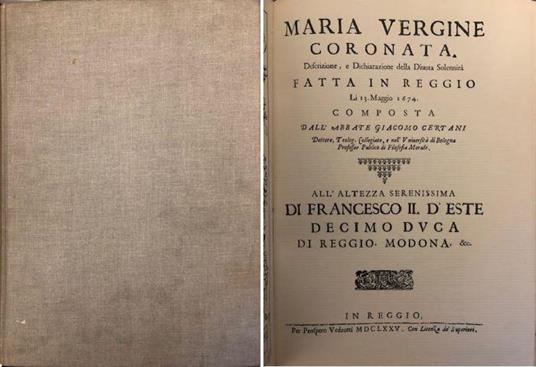 Maria Vergine Coronata Ristampa 1674 - G. Cattani - copertina