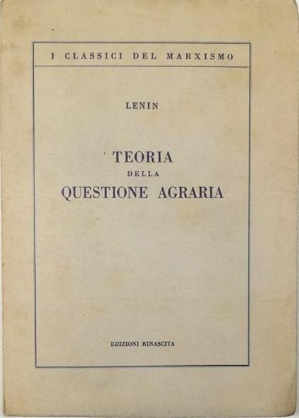 Teoria della questione agraria - copertina