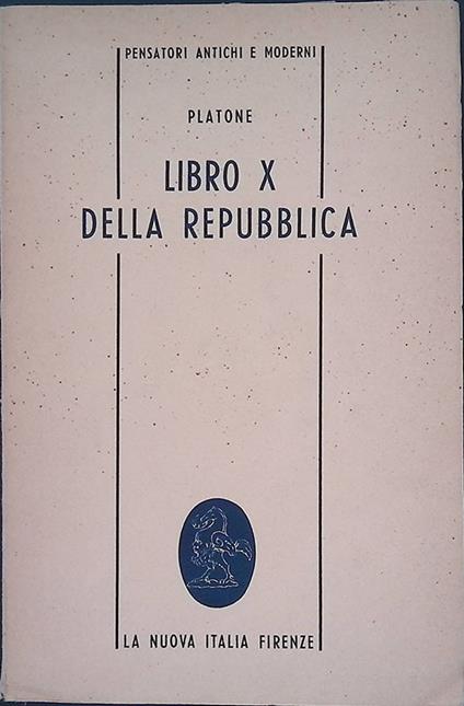 Libro X della Repubblica - Platone - copertina
