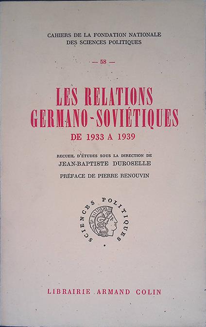 Les relations germano-sovietiques de 1933 a 1939 - copertina
