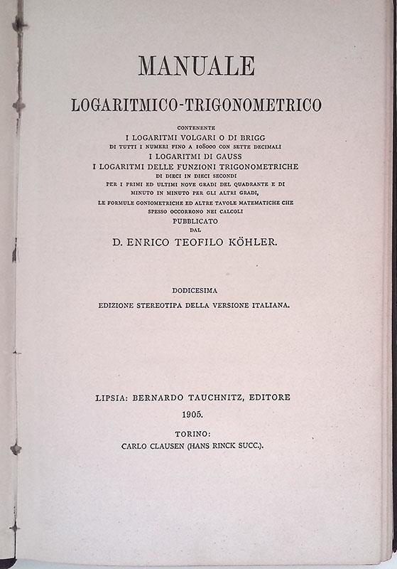 Manuale logaritmico-trigonometrico
