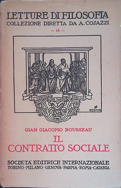 Il contratto sociale di Gian Giacomo Rousseau - copertina