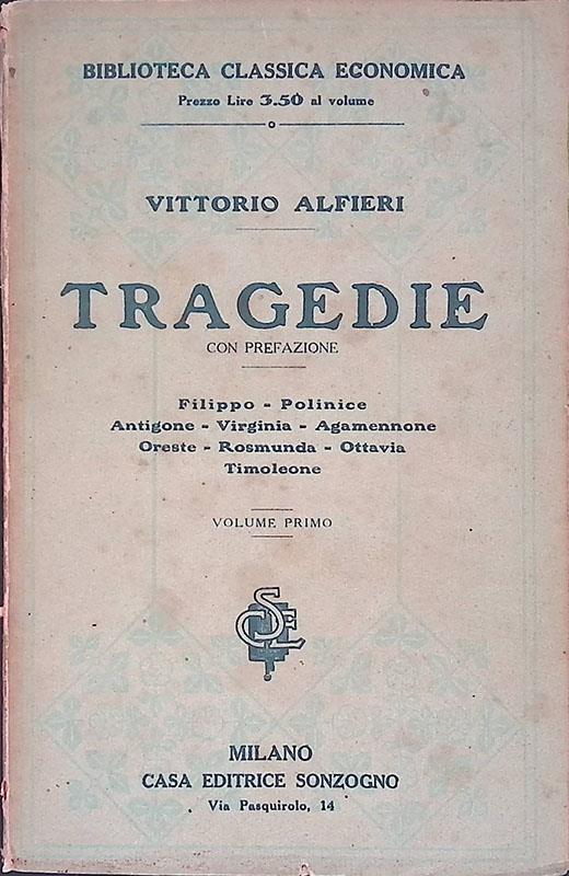 Tragedie. Vol.1 - Vittorio Alfieri - copertina
