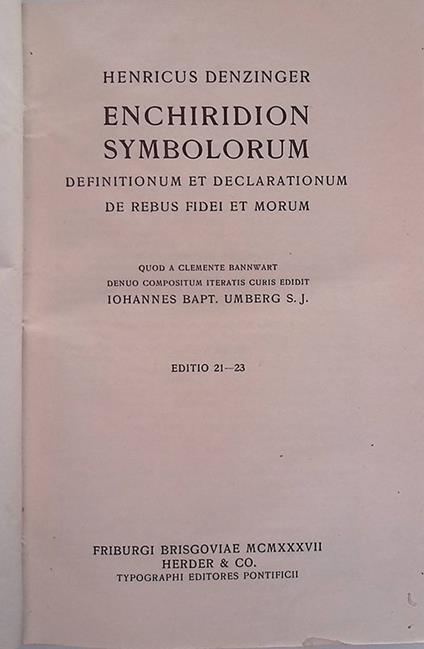 Enchiridion symbolorum definitionum et declarationum de rebus fidei et morum - copertina
