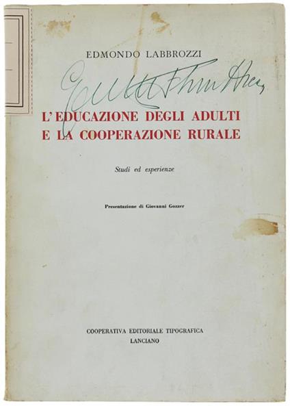 L' Educazione Degli Adulti E La Cooperazione Rurale. Spunti Ed Esperienze - Edmondo Labbrozzi - copertina
