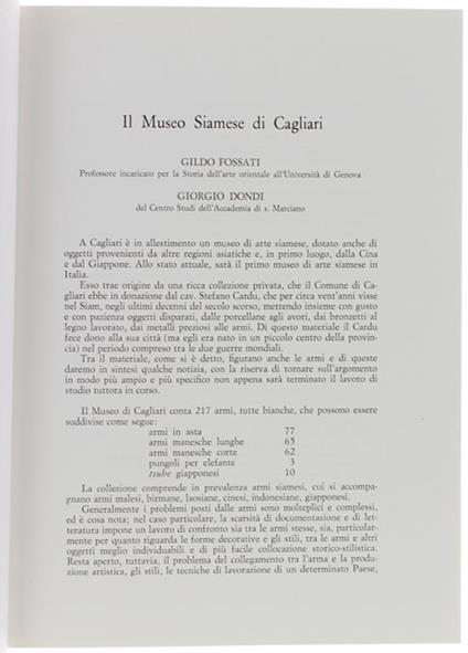 Il Museo Siamese Di Cagliari - Gildo Fossati - copertina