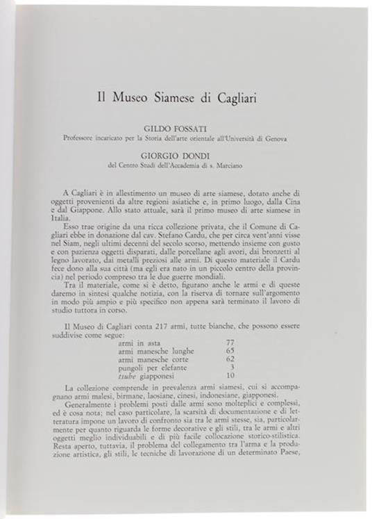 Il Museo Siamese Di Cagliari - Gildo Fossati - copertina