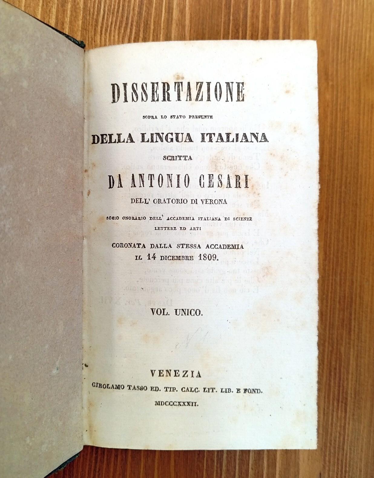 Dissertazione Sopra Lo Stato Presente Della Lingua Italiana