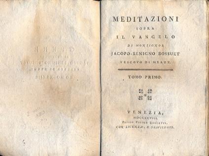 Meditazioni sopra il Vangelo. Tomo I e II - copertina