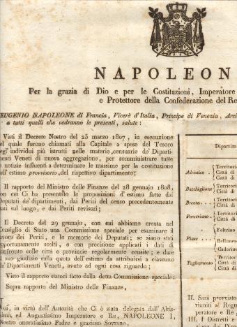 Editto napoleonico relativo all'estimo provvisorio de' Dipartimenti Veneti di nuova aggregazione - copertina