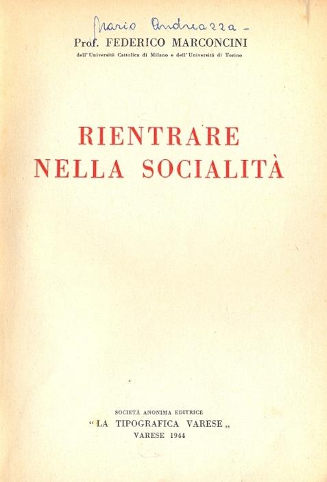 Rientrare nella Socialità - Federico Marconcini - copertina