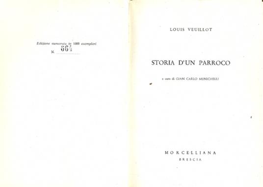 Storia d'un parroco - Louis Veuillot - copertina