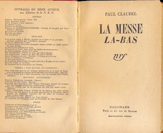 La Messe La-Bas - Paul Claudel - copertina