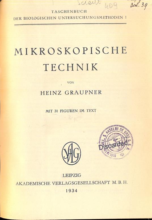 Mikroskopische technik - Heinz Graupner - copertina