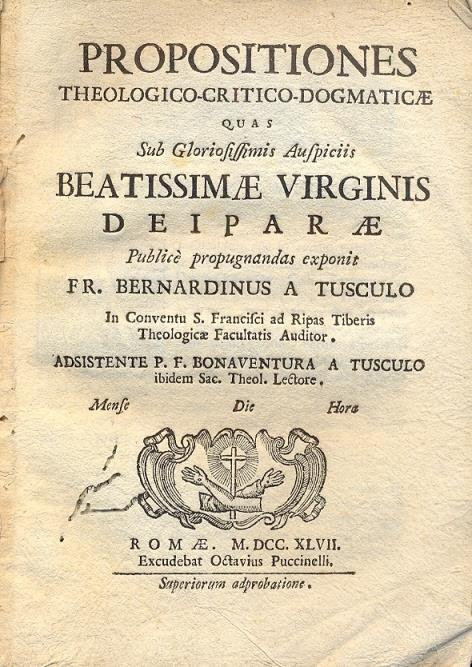 Propositiones Thelogico - Critico - Dogmaticae - copertina