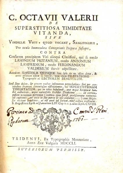 De Superstitiosa Timiditate Vitanda, sive Vindiciae Voti, quod Vocant Sanguinari - copertina