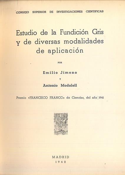 Estudio de la fundicion Gris y de diversas modalidades de aplicacion - copertina