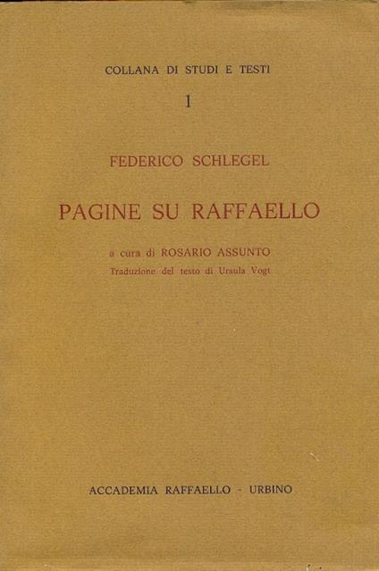 Pagine su Raffaello. Collana di studi e testi, N. 1 - copertina