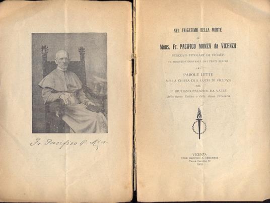 Nel Trigesimo della morte di Mons. Pacifico Monza O. F. M. Vescovo titolare di Troade - copertina