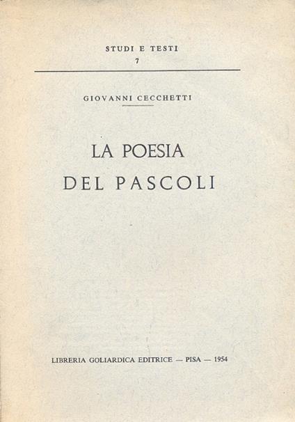 La poesia del Pascoli - Giovanni Cecchetti - copertina