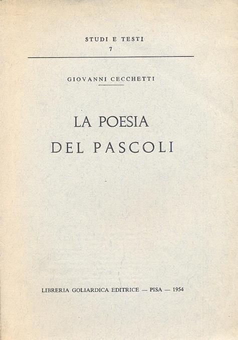 La poesia del Pascoli - Giovanni Cecchetti - copertina