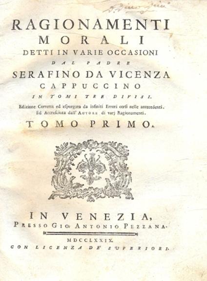 Ragionamenti Morali. Divisi in tre tomi - copertina