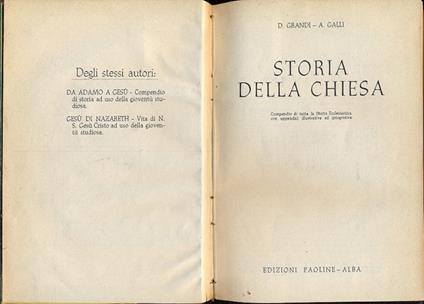 Storia della Chiesa. Compendio di tutta la Storia Ecclesiastica con appendici illustrative ed integrative - copertina