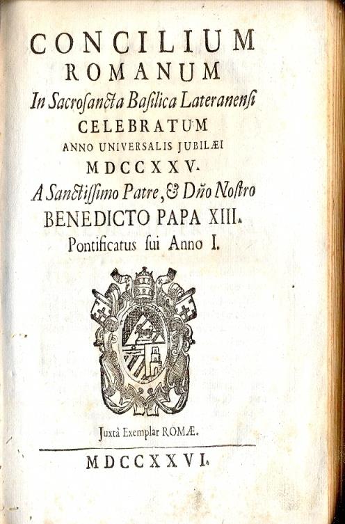 Concilium Romanum in sacrosancta celebratum anno universalis jubilaei MDCCXXV - copertina