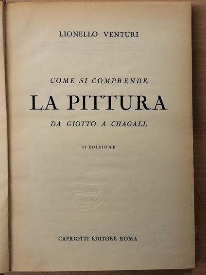 Come si comprende la pittura da Giotto a Chagall - Lionello Venturi - copertina