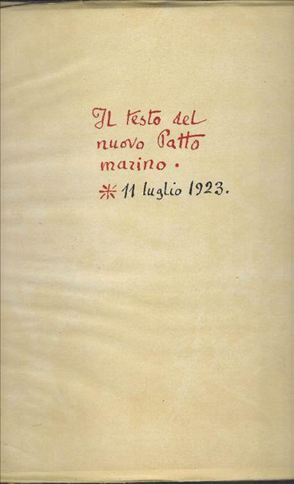 Il Testo Del Nuovo Patto Marino - 11 Luglio 1923 - Gabriele D’Annunzio - copertina